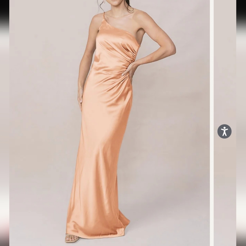 Revelry One Shoulder Satin Dress - Champagne